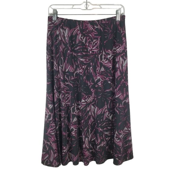 Chico's Skirt Womens 1 US 8 Black Purple Slinky Pull on Wrinkle resistant Silver - Picture 2 of 11